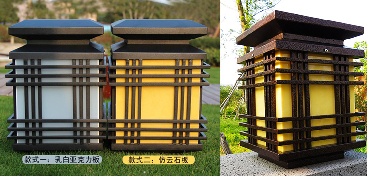 (QDZTD-001)丝瓜视频免费在线观看照明户外方柱形大门柱头灯实拍效果对比图片