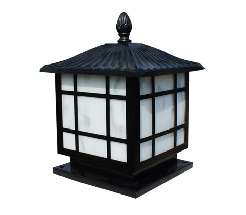 瓦楞井字格方形云石柱头灯