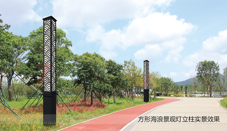(QDJGDZ-022)园林方形海浪款草莓苹果香蕉荔枝丝瓜幸福宝柱应用实景效果