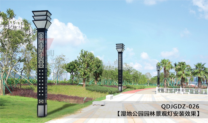 (QDJGDZ-026)公园广场中式文化方形草莓苹果香蕉荔枝丝瓜幸福宝柱安装实景效果